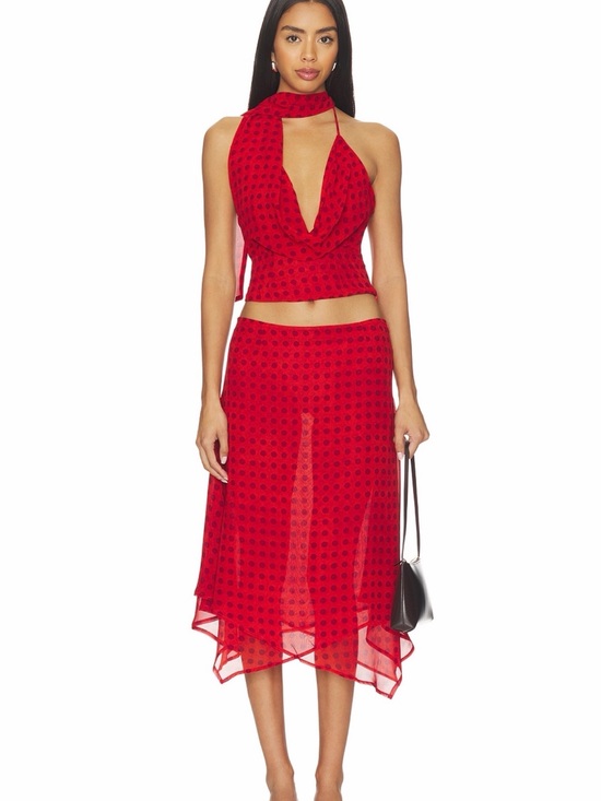More To Come Dresses & Skirts - Red Polka-Dot Handkerchief Hem A-Line Skirt